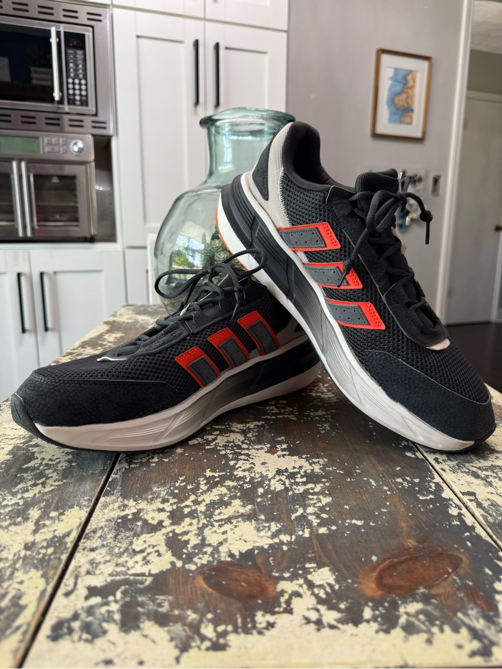 🏃‍♂️13M Adidas Astrastar Cloudfoam Black Running Shoes with Orange Accents🏃‍♂️